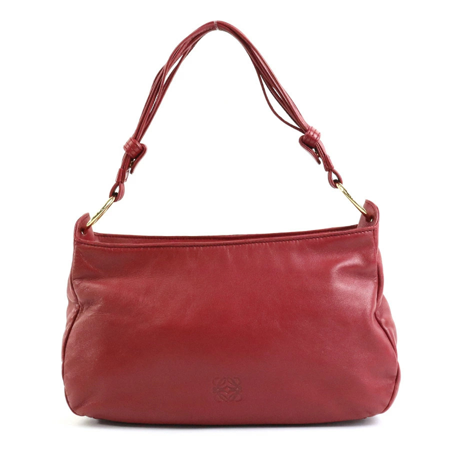 Loewe Handbag Anagram Leather Red Gold